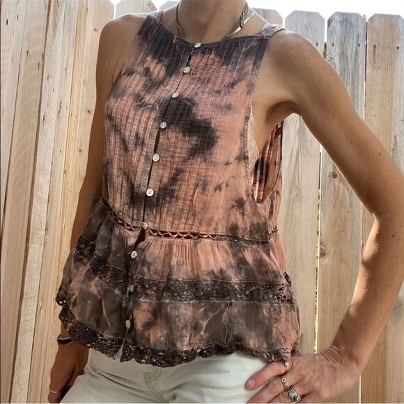 Free people tie dye sleeveless blouse size small - Picture 6 of 11